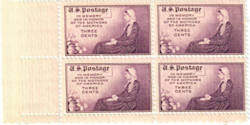 1934 Whistler's Mother Plate Block of 4 3c Postage Stampa - Scott 737 - MNH, OG