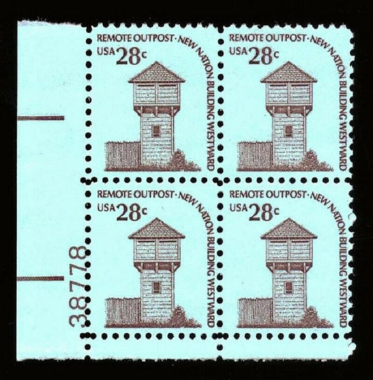 1978 Remote Outpost Nations Building Plate Block Of 4 28c Postage Stamps - Scott 1604 - MNH, OG - CX465