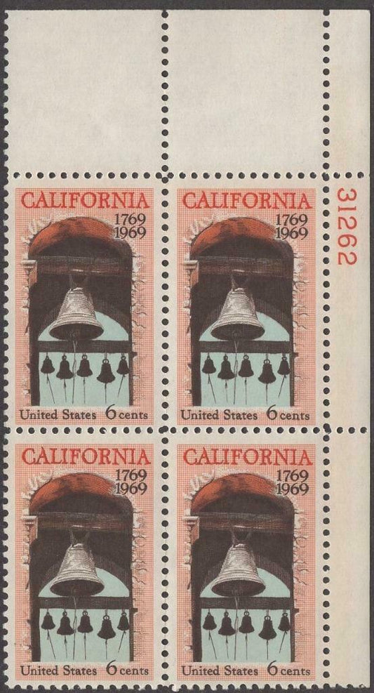 1969 California Plate Block Of 4 6c Postage Stamps - MNH, OG - Scott 1373 - CX358