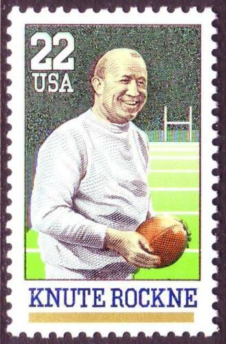 1988 Knute Rockne Single 22c Postage Stamp - MNH, OG - Scott 2376