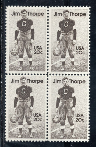 1984 Jim Thorpe Football, Track Block Of 4 20c Postage Stamps - Sc# 2089 - MNH, OG - CQ66a