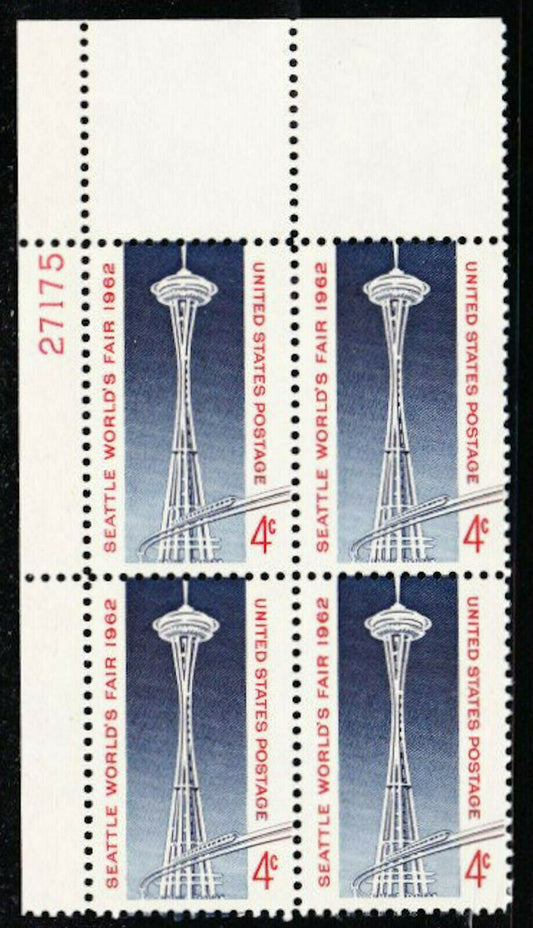 1962 Seattle World's Fair Plate Block Of 4 4c Postage Stamps - Scott 1196 - MNH, OG - CX495