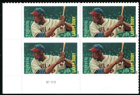 2012 Larry Doby Baseball Black Heritage Plate Block Of 4 Forever Postage Stamps - MNH, OG - Scott 4695