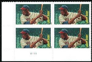 2012 Larry Doby Baseball Black Heritage Plate Block Of 4 Forever Postage Stamps - MNH, OG - Sc# 4695