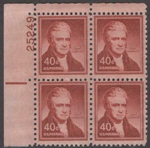 1954-68 - Justice John Marshall Plate Block Of 4 40c Postage Stamps - Scott 1050 - MNH, OG - CX576