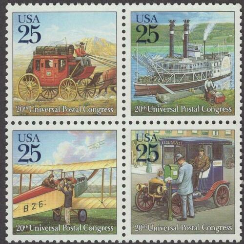 1989 UPU Universal Postal Congress Block Of 4 25c US Postage Stamps Sc 2434-2437