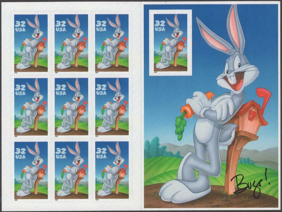 1997 Bugs Bunny Looney Tunes Sheet Of 10 32c Postage Stamps - MNH, OG - Sc # 3137 - (CW58)