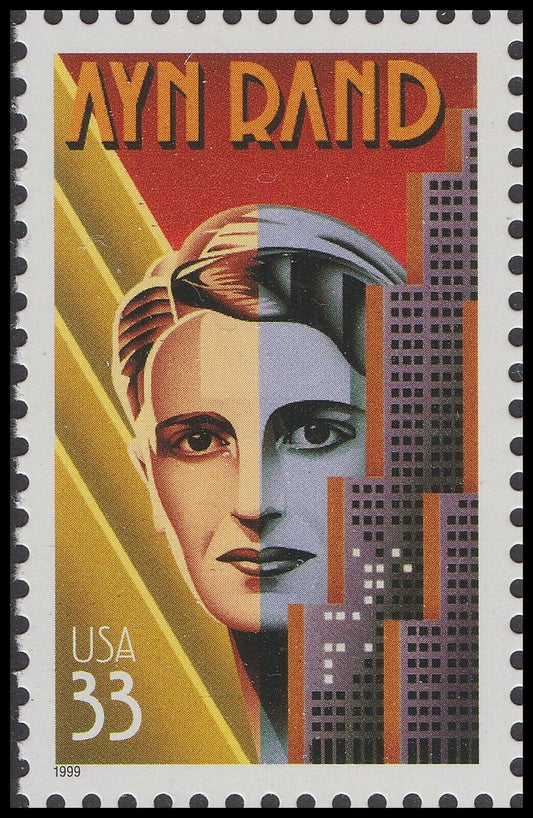 1999 Ayn Rand Single 33c Postage Stamp - Scott 3308 - MNH, OG - CX841