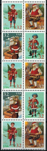 1995 Christmas Santa & Children Booklet Pane of 10 32c Postage Stamps - MNH, OG - Sc# 3007b