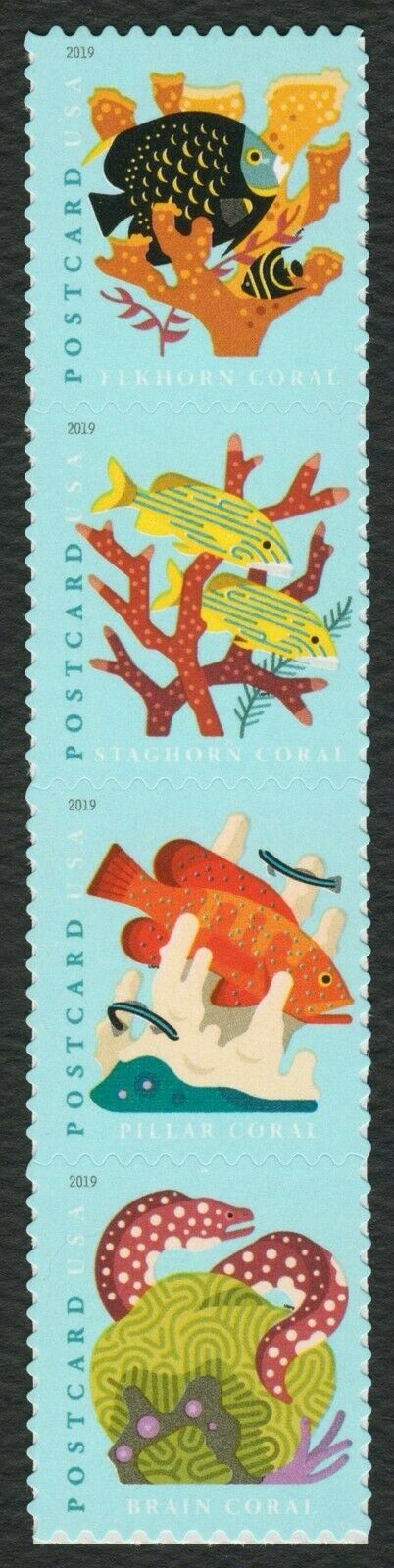 Coral Reefs Strip of 4 35c (Postcard Rate) Postage Stamps - MNH, OG - Scott 5363-5366