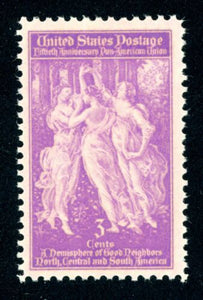 1940 Pan-American Union Single 3c Postage Stamp - MNH, OG - Sc# 895
