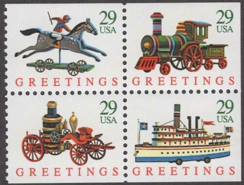 1992 Christmas Greetings Toys Block Of 4 29c Postage Stamps - MNH, OG - Scott 2715-2718 - CX412a