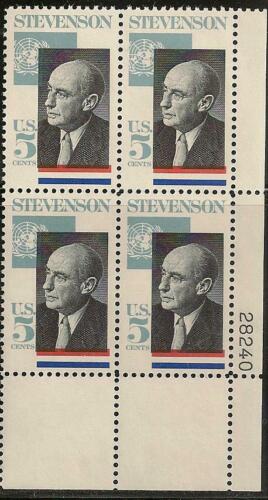 1965 Adlai Stevenson Plate Block Of 4 5c Postage Stamps - MNH, OG - Scott 1275`- CX246