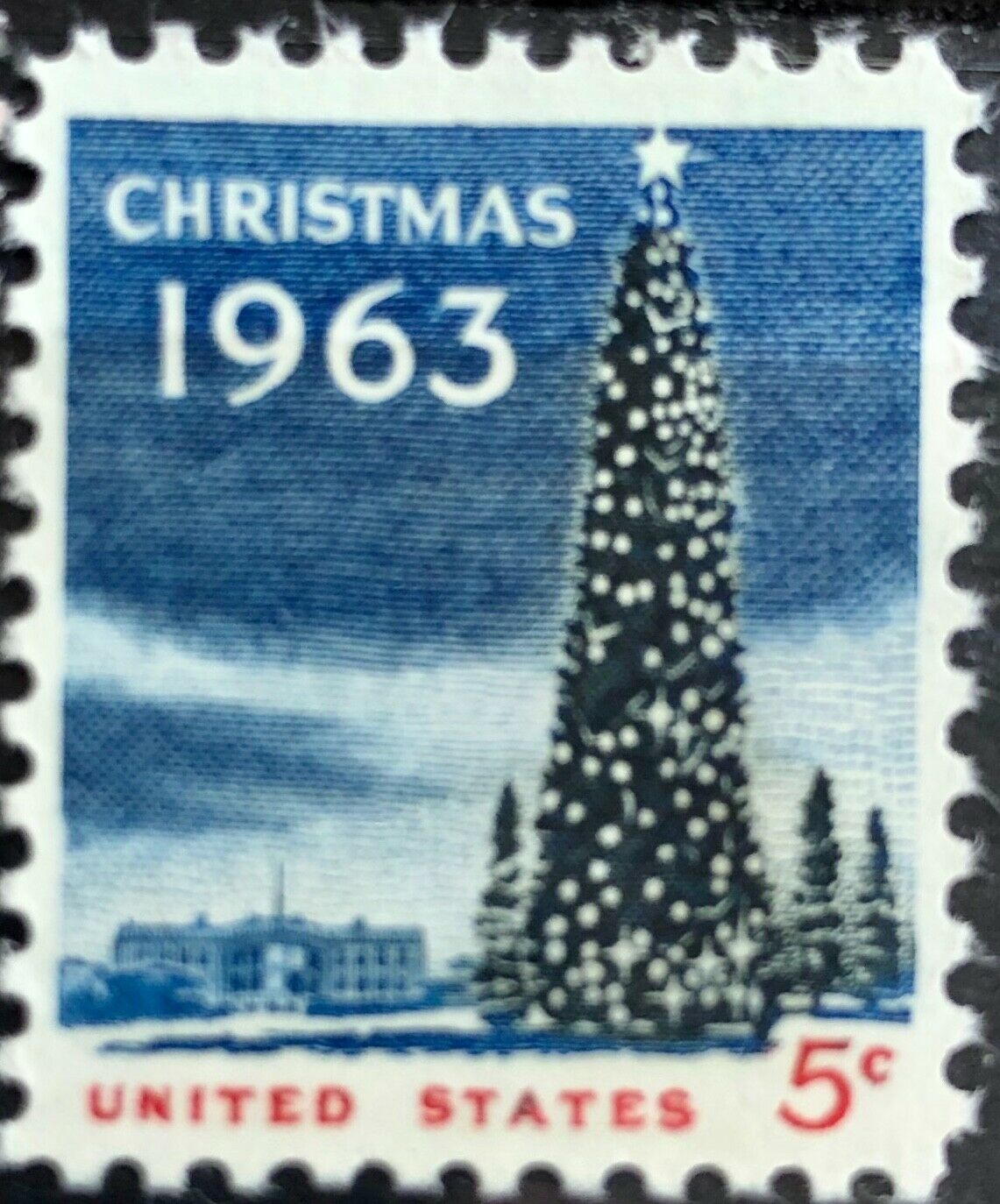1963 Whitehouse Christmas Tree Single 5c Postage Stamp - MNH, OG - Scott 1240`- CX219a