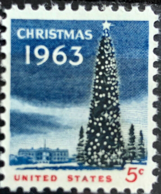 1963 Whitehouse Christmas Tree Single 5c Postage Stamp - MNH, OG - Scott 1240`- CX219a