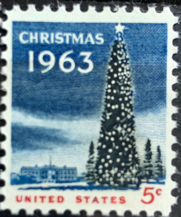 1963 Whitehouse Christmas Tree Single 5c Postage Stamp - MNH, OG - Sc# 1240`- CX219a