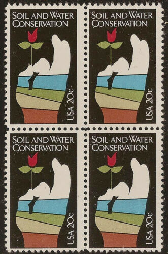 1984 Soil & Water Conservation Block Of 4 20c Postage Stamps Scott 2074 - MNH, OG - CW254