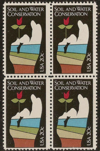 1984 Soil & Water Conservation Block Of 4 20c Postage Stamps Sc# 2074 - MNH, OG - CW254