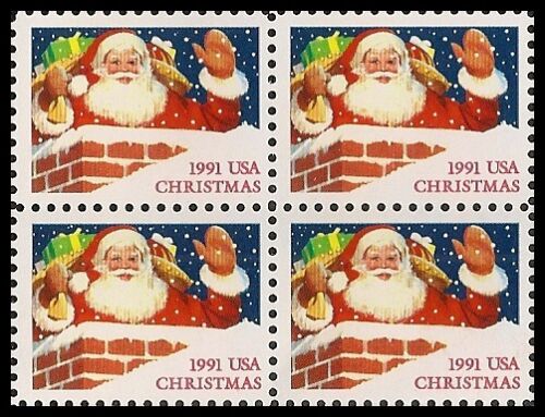 1991 Christmas Santa Block Of 4 29c Postage Stamps - Sc# 2579 -MNH, OG - DS158a