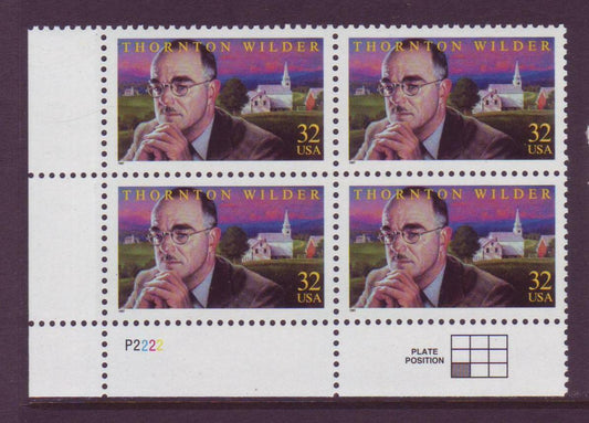 1997 Thornton Wilder Plate Block Of 4 32c Postage Stamps- Scott 3134 - MNH, OG - CW364