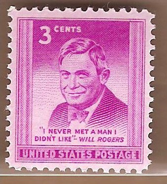 1948 Will Rogers Single 3c Postage Stamp   - Scott975 -MNH,OG