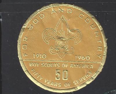 1960 Boy Scouts 50th Anniversary Promo Poster Stamp ~1.25 Inch (BA41)