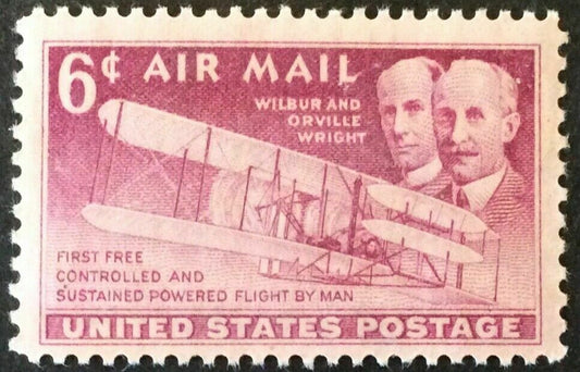 1949 Wright Brothers Airmail Single 6c Postage Stamp Scott C45 - MNH, OG - CW400b