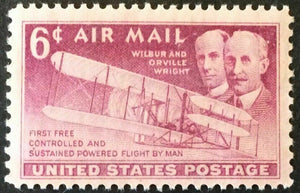 1949 Wright Brothers Airmail Single 6c Postage Stamp - Sc C45 - MNH, OG - CW400b