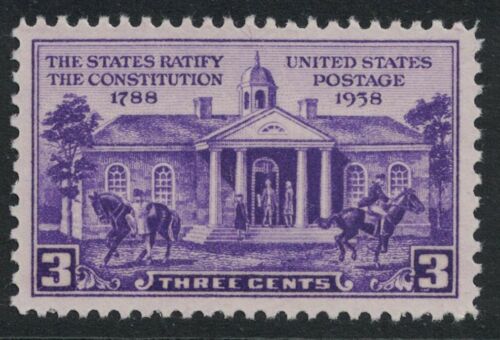 1938 States Ratify Constitution Single 3c Postage Stamp - Sc# 835 - MNH,OG
