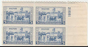 1936 West Point Military Academy  Plate Block of 4 5c Postage Stamps  - Sc# 789 - MNH,OG