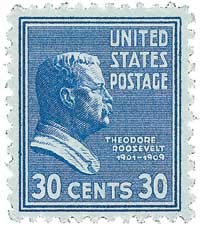 1938 President Theodore Roosevelt Single 30c  Postage Stamp - Sc# 830 - MNH,OG