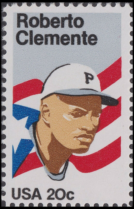1984 Roberto Clemente Single 20c Postage Stamp - MNH, OG - Scott 2097 - DS194a