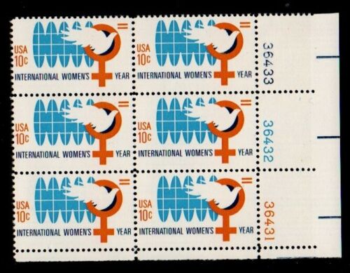 1975 International Women's Year Plate Block of 6 Postage Stamps - MNH, OG - Scott 1571