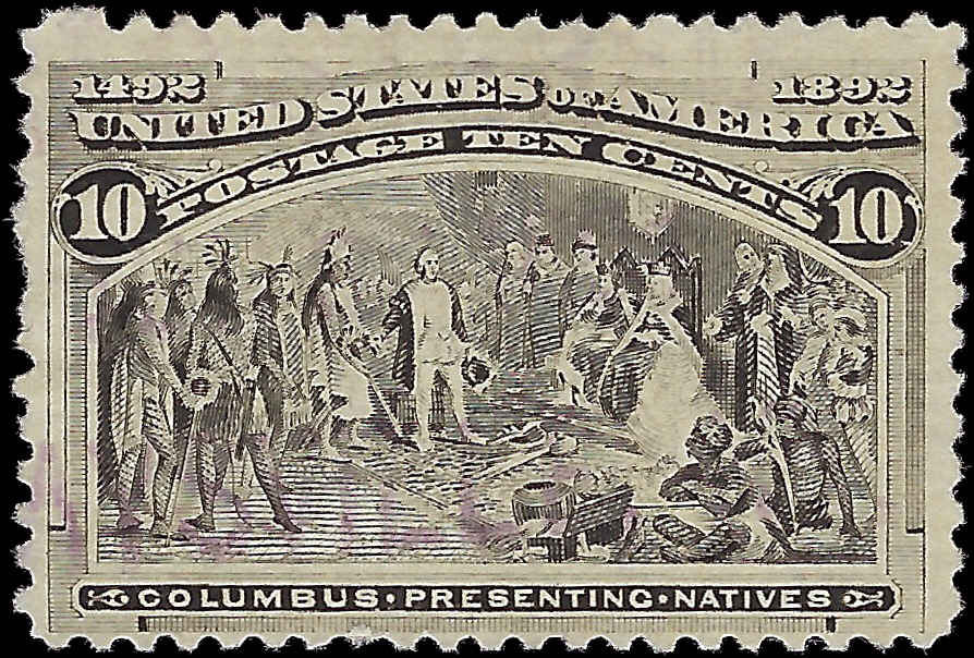 VEGAS - 1893 10c Columbian - Scott237 - Almost Invisible Purple Cancel