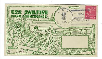 VEGAS - 1940 Submarine USS Sailfish 1st Submergence Cover - Signed - FF231