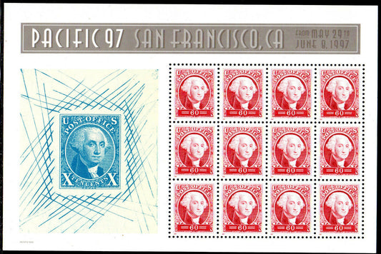 1997 Pacific 97 George Washington Replica Stamp Sheet Of 12 60c Postage Stamps MNH, OG Scott # 3140- (CW55)
