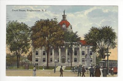 Posted 1917 USA Postcard - Court House Street Scene, Binghamton, NY (AT81)