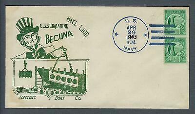 VEGAS -1943 Submarine USS Becuna Keel Laid Cover - Groton - FH102
