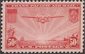 United States Clipper Single 50c Airmail Postage Stamp  - Sc# C22 -  MNH,OG