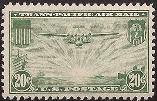1937  Transpacific China Clipper Single 20c Airmail Postage Stamp  - Scott C21 -  MNH,OG