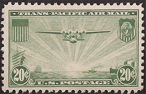 1937  Transpacific China Clipper Single 20c Airmail Postage Stamp  - Sc# C21 -  MNH,OG