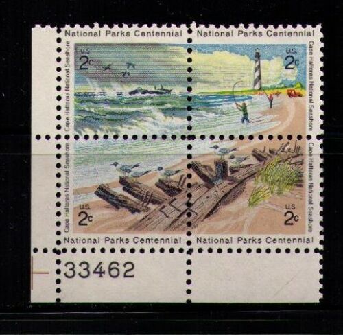 1972 National Parks Centennial Cape Hatteras Plate Block Of 4 2c Postage Stamps - Scott 1448-1451 - MNH, OG - CX521