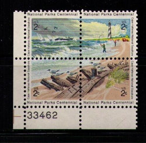 1972 National Parks Centennial Cape Hatteras Plate Block Of 4 2c Postage Stamps - Sc# 1448-1451 - MNH, OG - CX521