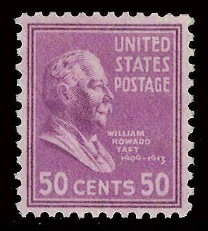 1938 President William H. Taft Single 50c Postage Stamp -  Scott 831 - MNH,OG
