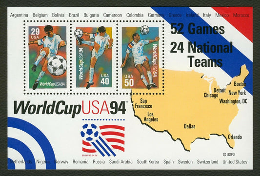 1994 World Cup Soccer Full Souvenir Sheet Scott 2837 - MNH, OG - CW242