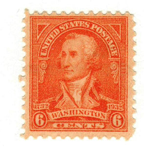 1932 George Washington Single 6c Postage Stamp - Sc#711 - MNH,OG