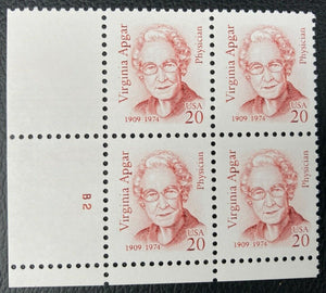 1994 Virginia Apgar, Physician Plate Block of 4 20c Postage Stamps - MNH, OG - Sc# 2179