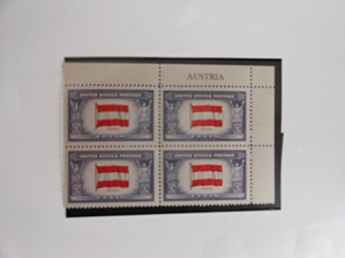 1943 Flag of Austria  Block of 4 5c Postage Stamps - Scott 919 -  MNH,OG
