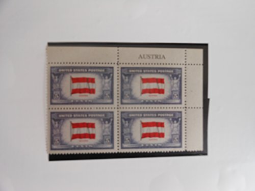 1943 Flag of Austria  Block of 4 5c Postage Stamps - Sc# 919 -  MNH,OG
