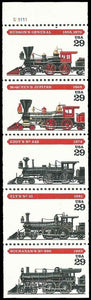 1994 - Steam Locomotive Train Booklet Pane Of 5 29c Postage Stamps - Sc# 2843-2847 - MNH, OG - CX640